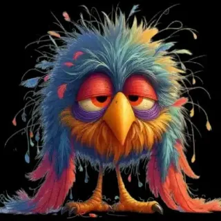 🤩 鳥, 漫画, カラフル, かわいい, 動物, ふわふわ, アート, イラスト telegram sticker