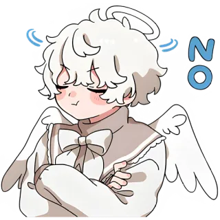 🙅‍♂ NO นางฟ้า, ไม่, น่ารัก, การ์ตูน, อนิเมะ, สติกเกอร์ telegram sticker