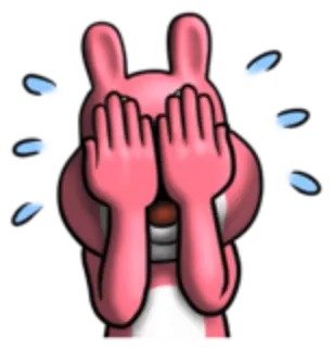 🙈 conejo, conejito, llorando, triste, dibujos animados, rosa, lágrimas whatsapp sticker