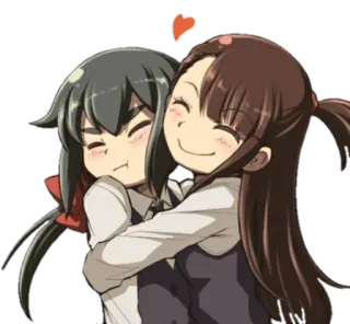 ❤️ Anime, Abbraccio, Amicizia, Carino, Cartoni animati telegram sticker