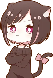 😊 Anime, Katze, Mädchen, süß, kawaii, Manga telegram sticker
