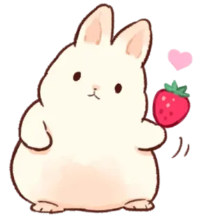 🍓 rabbit, bunny, strawberry, cute, animal, cartoon, kawaii telegram sticker
