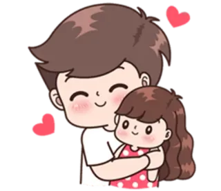 ☺️ amour, couple, dessin animé, câlin, relation, mignon telegram sticker