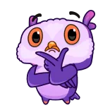 🤔 burung hantu, lucu, kartun, berpikir, ungu, burung, kawaii whatsapp sticker