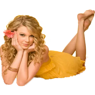 🤗 Taylor Swift taylor swift, chanteuse, robe jaune, cheveux bouclés, femme, fleur, portrait telegram sticker