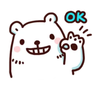 👌 OK 북극곰, OK, 귀여운, 긍정적인 telegram sticker