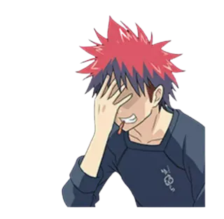 🤦‍♂ Soma Yukihira Food Wars!: Shokugeki no Soma Anime, Food Wars, Soma Yukihira, gêné, échec, Sticker Anime whatsapp sticker