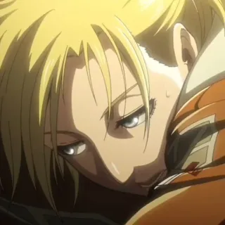 🌟 Annie Leonhart Attack on Titan アニメ, 進撃の巨人, アニ・レオンハート, 兵士, 金髪, 真剣 telegram sticker