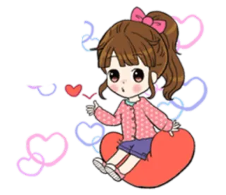 😘 kawaii, dễ thương, trái tim, hoạt hình, cô gái, anime telegram sticker