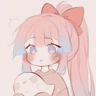😒 ragazza anime, capelli rosa, carina, kawaii, cartone animato, illustrazione telegram sticker
