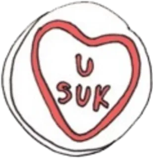 😍 U SUK candy heart, insult, rude, valentine, sticker, love, offensive, u suk telegram sticker