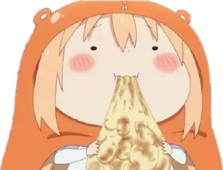 😍 Umaru Doma Himouto! Umaru-chan Аниме, Еда, Пицца, Милый, Мультфильм, Умару telegram sticker