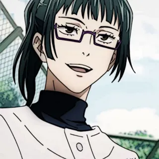 🎧 Maki Zenin Jujutsu Kaisen Anime, Jujutsu Kaisen, Maki Zenin, Personaje, Gafas, Mujer telegram sticker