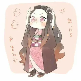 🌸 Nezuko Kamado Demon Slayer 怒ったら角 ほえちゃうぞ 애니메이션, 만화, 네즈코, 귀멸의 칼날, 치비, 귀여운 telegram sticker