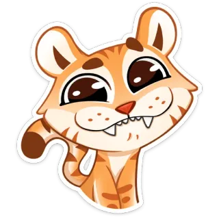 🙂 tiger, animal, cartoon, cute, sticker, orange, mammal telegram sticker