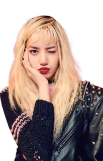 😉 Lisa kpop, penyanyi, wanita, orang, rambut pirang, berkedip telegram sticker