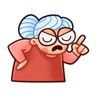 ☝️ donna, nonna, arrabbiata, rimproverare, cartone animato, personaggio whatsapp sticker