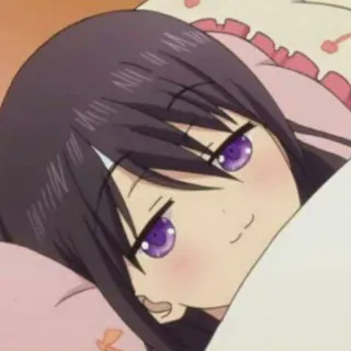 😏 Anime Mädchen, schlafend, Kissen, süß, Manga, Cartoon, Bett whatsapp sticker
