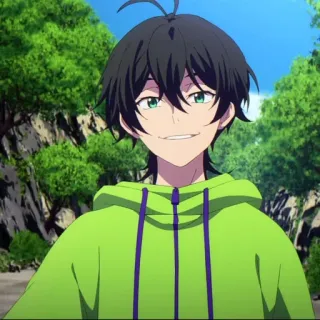 🐾 Langa Hasegawa SK8 the Infinity Anime, Charakter, Manga, grüner Hoodie whatsapp sticker