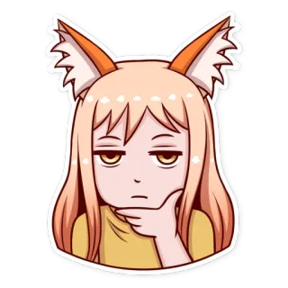 🤔 anime, lis, dziewczyna, kreskówka, naklejka, manga, słodkie telegram sticker