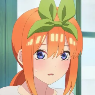 😥 Yotsuba Nakano The Quintessential Quintuplets Anime, Mangá, Garota, Cabelo Laranja, Laço Verde, The Quintessential Quintuplets, Yotsuba Nakano telegram sticker