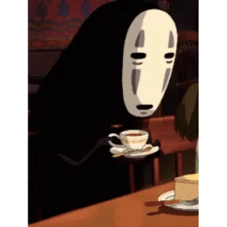 🍵 No-Face Spirited Away Anime, El viaje de Chihiro, Sin Cara, Kaonashi, Fantasma, Fantasma El viaje de Chihiro whatsapp sticker