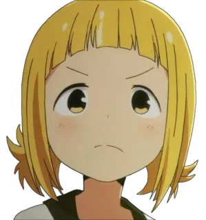 😐 Anime, Ragazza, Arrabbiata, Personaggio, Capelli corti, Bionda telegram sticker