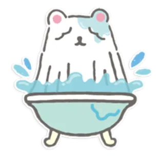 🐭 urso, banho, banheira, água, fofo, animal, desenho animado telegram sticker