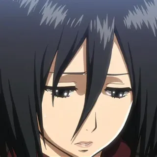 😞 Mikasa Ackerman Attack on Titan Anime, Personage, Verdrietig, Emotie, Meisje telegram sticker