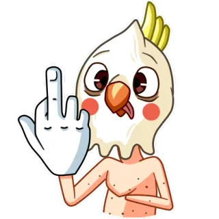 🖕 pájaro, dedo corazón, ofensivo, dibujo animado, gesto, grosero telegram sticker