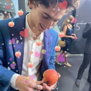 ❤️ тимоти шаламе, персик, сердечки, актер, мужчина whatsapp sticker