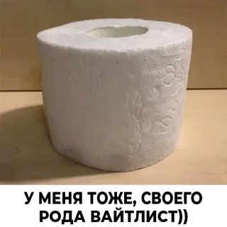 🌚 У МЕНЯ ТОЖЕ, СВОЕГО РОДА ВАЙТЛИСТ)) papier toilette, drôle, mème, russe telegram sticker