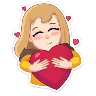 ❤️ Dibujos animados, Amor, Corazón, Mujer, Lindo, Cariño, Pegatina telegram sticker