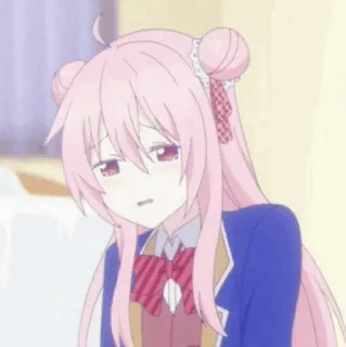 🍭 アニメ, 女の子, ピンク髪, 制服, 可愛い, 漫画 telegram sticker