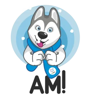 😂 Hund, Husky, Schal, Tier, Winter, Cartoon telegram sticker