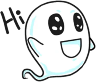 👋 Hi spook, cartoon, schattig, vriendelijk, groet telegram sticker