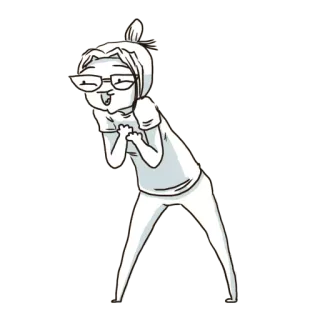 👧 การ์ตูน, ตัวละคร, แว่นตา, ท่าทาง, แปลก, ภาพวาด telegram sticker