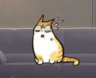 🐈 gato, gracioso, dibujo animado, pegatina, lindo, meme, naranja, sudor telegram sticker