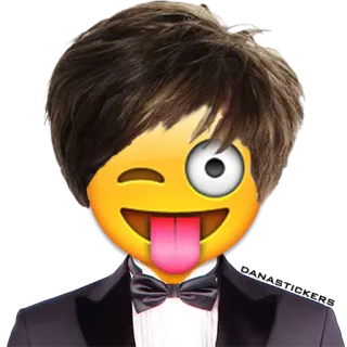 😜 Эмодзи, Смокинг, Подмигивание, Язык telegram sticker