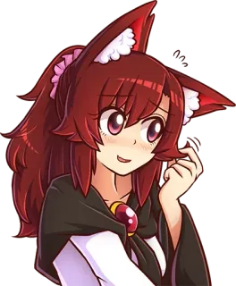 🥰 Anime meisje, Vossenoren, Cartoon, Vrouw, Personage, Illustratie telegram sticker