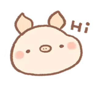 😊 Hi หมู, การ์ตูน, น่ารัก, สัตว์, สวัสดี telegram sticker