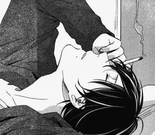 🚬 Fumo, Sigaretta, Manga, Anime, Monocromatico, Rilassante telegram sticker