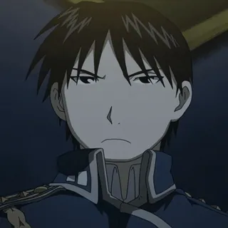 💙 Roy Mustang Fullmetal Alchemist Roy Mustang, Fullmetal Alchemist, anime, reaction, unimpressed, annoyed, expression telegram sticker
