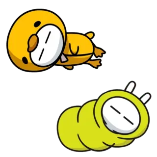 😴 pato, oruga, dibujos animados, lindo, animal, amarillo telegram sticker