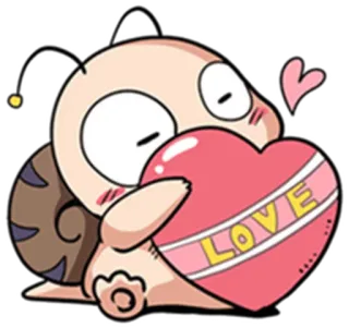 ❤ LOVE siput, hati, cinta, kartun, imut, kasih sayang, animasi whatsapp sticker
