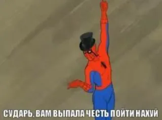 🧠 Spider-Man СУДАРЬ, ВАМ ВЫПАЛА ЧЕСТЬ ПОЙТИ НАХУЙ spider-man, mittelfinger, beleidigend, cartoon, russisch, beleidigung, unhöflich telegram sticker