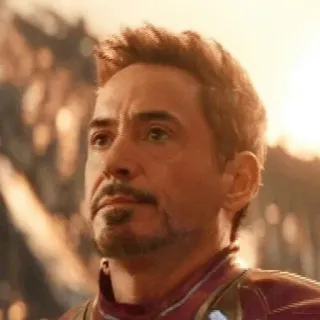 😐 Tony Stark Iron Man, Marvel, superhéroe, Vengadores, Robert Downey Jr., personaje de película, retrato telegram sticker