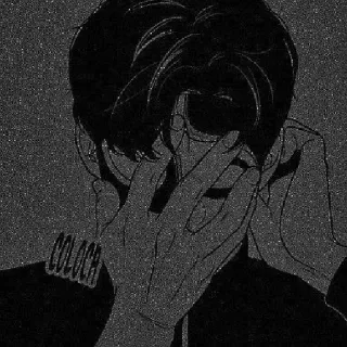 ⬛ coloca 动漫, 哭泣, 悲伤, 漫画, 单色 telegram sticker