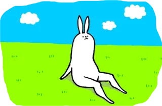 🌤 coniglio, coniglietto, chill, erba, relax, cartone animato telegram sticker