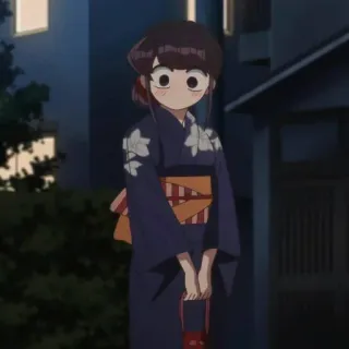 😳 Komi Shouko Komi Can't Communicate 애니메이션, 코미 양은 커뮤증입니다, 코미 쇼코, 귀여운, 여자, 기모노 telegram sticker